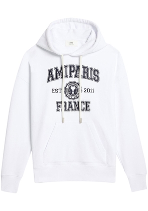 AMI Paris logo-print drawstring hoodie - White