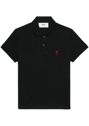 AMI Paris logo-embroidered organic-cotton polo shirt - Black