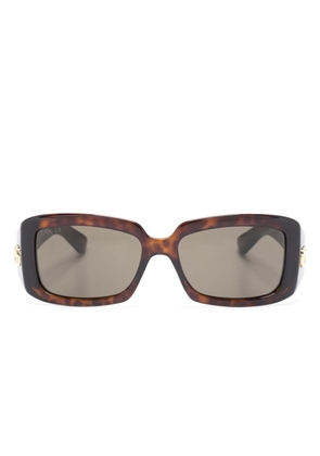 Gucci Eyewear logo-plaque rectangle-frame sunglasses - Brown