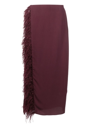 PAULA feather-detail high-waist skirt - Purple
