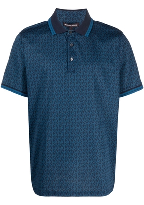Michael Kors monogram-print short-sleeved polo shirt - Blue