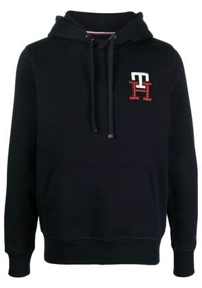 Tommy Hilfiger embroidered-logo drawstring hoodie - Blue