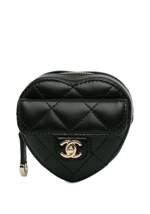 CHANEL Pre-Owned 2021 Lambskin CC In Love Heart Zipped Arm Purse coin pouch - Black