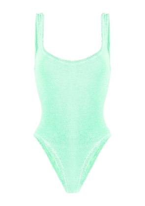 Hunza G crinkle-effect square-neck swimsuit - Green