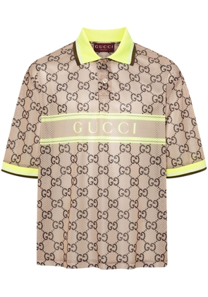 Gucci GG Supreme perforated polo shirt - Brown