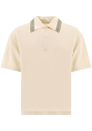 KAPITAL stripe-trimmed cotton polo shirt - Neutrals
