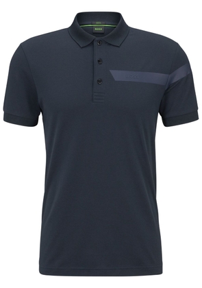 BOSS logo-print stripe-detailing polo shirt - Blue