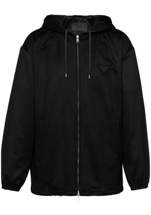 Prada triangle-logo cashmere hoodie - Black