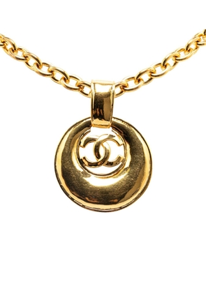 CHANEL Pre-Owned 1993 Gold Plated CC Round Pendant costume necklace