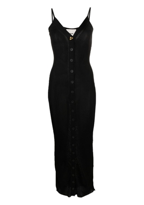 AERON FAYE button-front ribbed maxi dress - Black