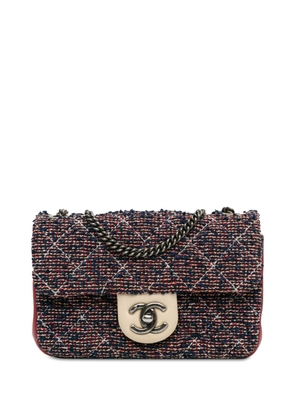 CHANEL Pre-Owned 2016-2017 CC Quilted Tweed Single Flap crossbody bag - Blue