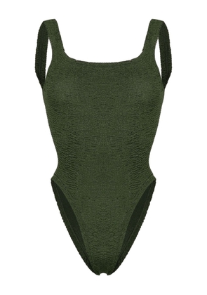 Hunza G square-neck crinkle-effect swimsuit - Green