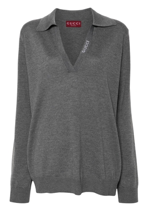 Gucci intarsia-logo wool jumper - Grey