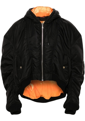 LỰU ĐẠN Distorted MA1 hooded jacket - Black
