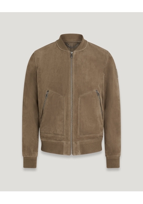 Belstaff Continental Suede Bomber Men's Nappa Backed Suede Fatigue Size UK 36