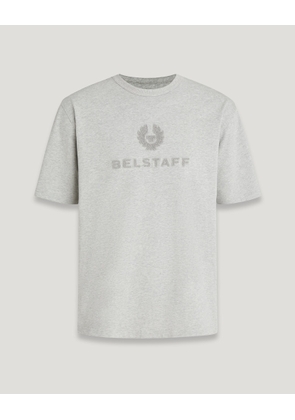 Belstaff Varsity T-shirt Men's Heavy Cotton Jersey Old Silver Heather Size L