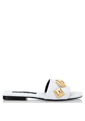 Philipp Plein Studded Quilted Nappa Flat Sandals