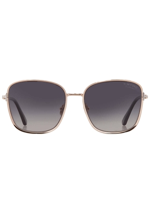 Tom Ford Fern Polarized Smoke Square Ladies Sunglasses FT1029 28D 57
