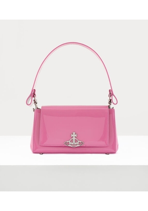 Vivienne Westwood Hazel Medium Handbag Luxury Bag Shiny Pink Leather Bag with Iconic Silver Finish Vivienne Orb