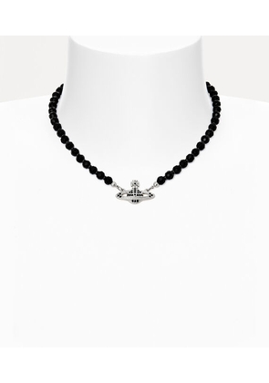 Vivienne Westwood Messaline Choker Silver Black Agate Gemstone Women