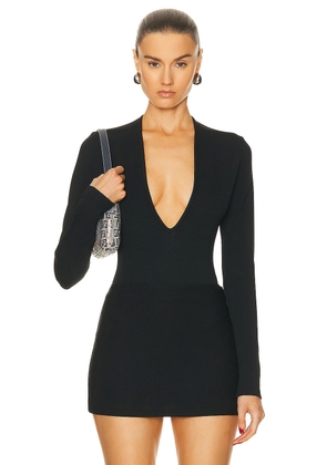 AGOLDE Zena Deep V Bodysuit in Black - Black. Size L (also in S, XL).