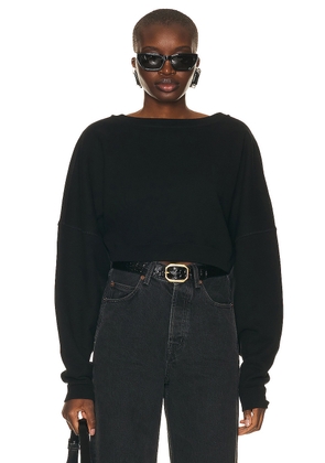 Saint Laurent Cropped Sweatshirt in Noir - Black. Size L (also in M, S, XS).