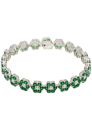 Hatton Labs Silver & Green Daisy Tennis Bracelet