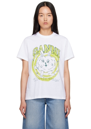 GANNI White Relaxed Bunny T-Shirt