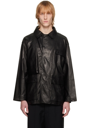 meanswhile Black Double Collar Leather Jacket