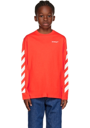 Off-White Kids Red Rubber Arrow Long Sleeve T-Shirt