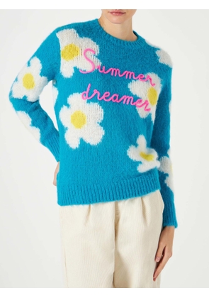 MC2 Saint Barth Woman Brushed Sweater With Daisies And Summer Dreamer Embroidery