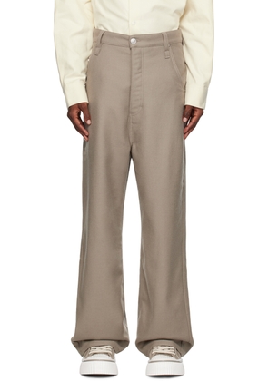 AMI Paris Taupe Baggy Fit Trousers