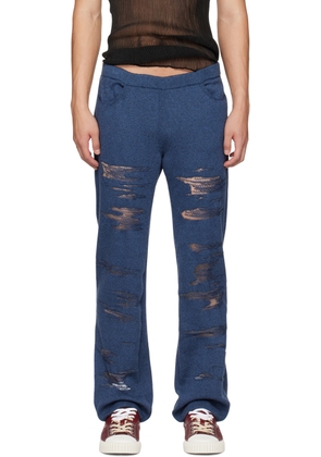 khanh brice nguyen SSENSE Exclusive Navy Ripped Trousers