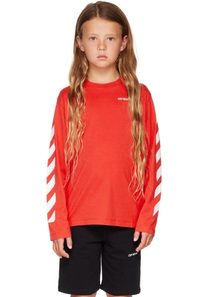 Off-White Kids Red Rubber Arrow Long Sleeve T-Shirt