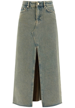 long overdyed denim maxi skirt - 36 Blue