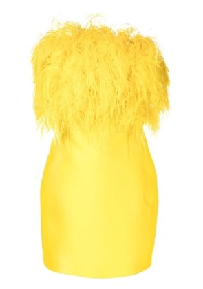 Isabel Sanchis feather-trim mini dress - Yellow