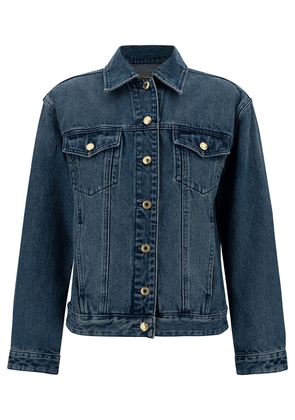 Michael Kors Blue Jacket With Classic Collar And Buttons In Cotton Denim Woman