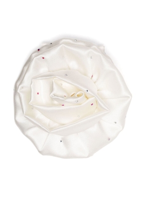 MANURI floral-detail silk brooch - White