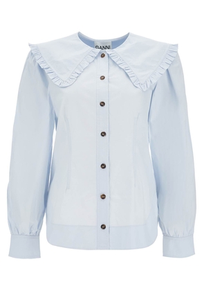 poplin shirt with oversized collar - 34 Blue