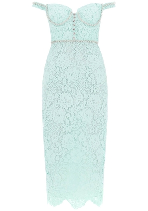 Self Portrait midi dress in floral lace with crystals - 10 Green