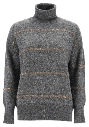striped dolcevita sweater - L Grey