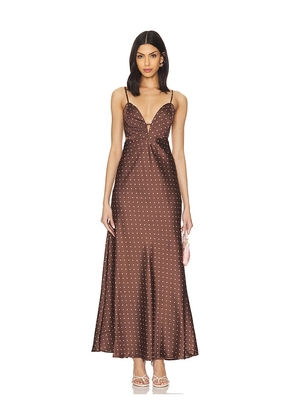 Bardot Karlotta Slip Dress in Chocolate. Size 2, 4, 6, 8.