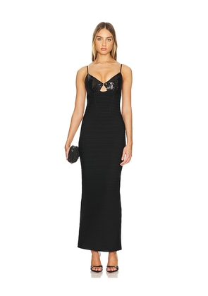 Herve Leger Sequin Bandage Gown in Black. Size S, XS.
