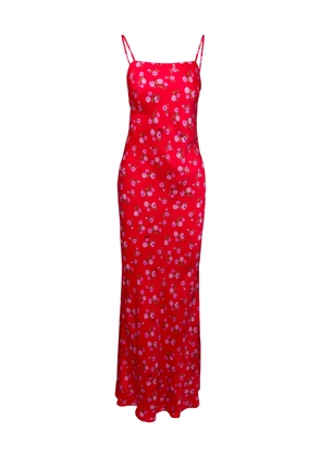 Rotate by Birger Christensen Red Maxi Dress With All-over Floral Print In Viscose Woman