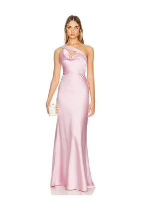 Herve Leger Asymmetrical Gown in Pink. Size 2, 4, 6.