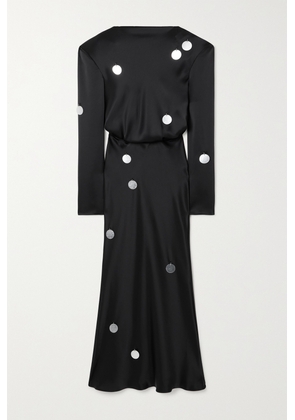 David Koma - Open-back Embellished Satin Midi Dress - Black - UK 6,UK 8,UK 10,UK 12,UK 14