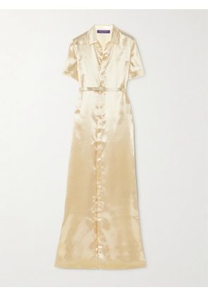 Ralph Lauren Collection - Symon Belted Hammered-satin Maxi Shirt Dress - Neutrals - US0,US2,US4,US6,US8,US10,US12