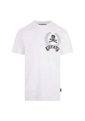 Philipp Plein White Ss Round Neck T-shirt With Print