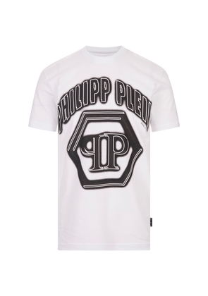 Philipp Plein White T-shirt With Pp Hexagon Print