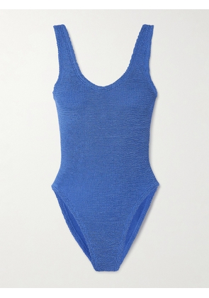 Hunza G - Jeanne Metallic Seersucker Swimsuit - Blue - One size